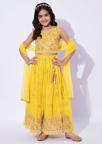 Yellow Tissue Girls Sharara