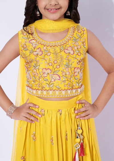Yellow Tissue Girls Sharara