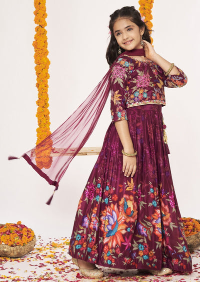 Magenta Crepe Lehenga