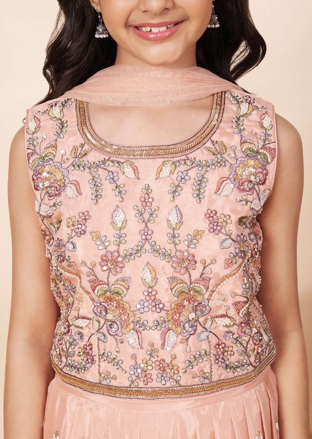 Coral Tissue Girls Ghagra Choli