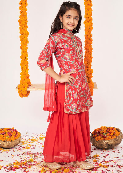 Pink Chinnon Gharara Set