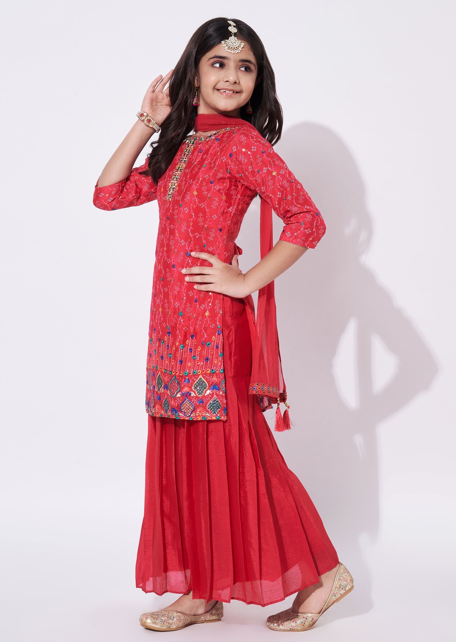 Rani Pink Chinnon Gharara Set
