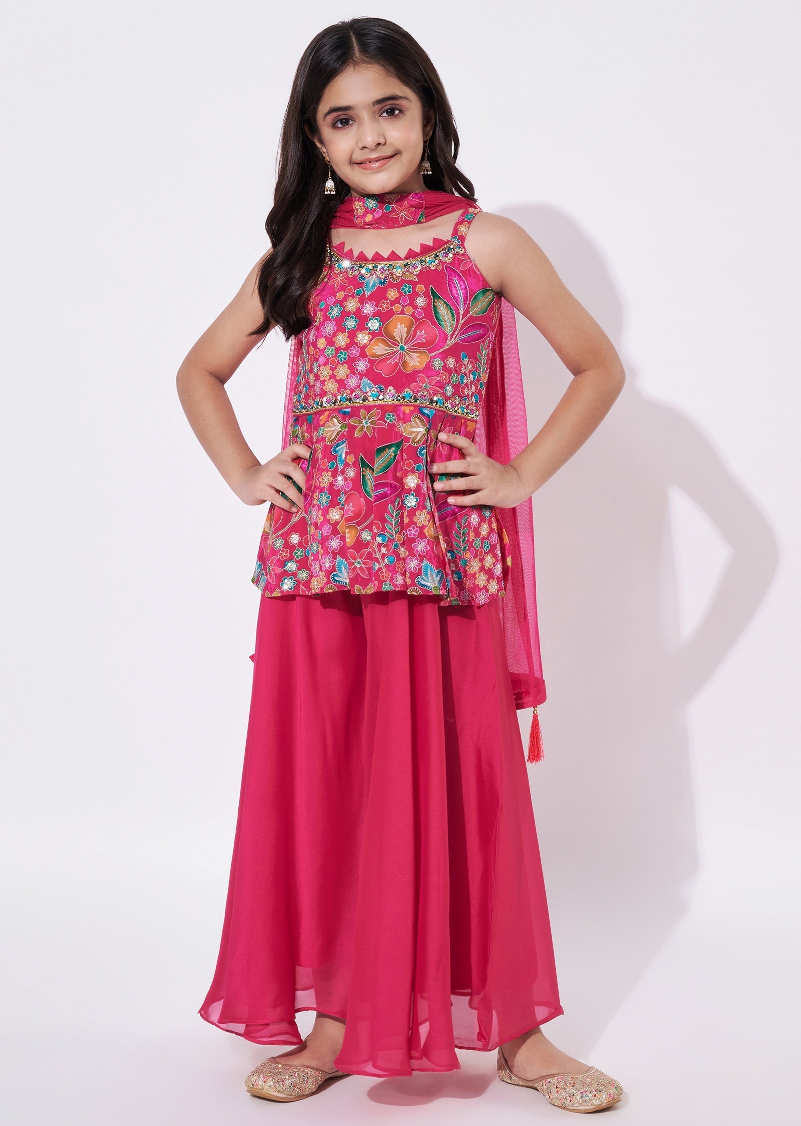 Rani Pink Georgette Gharara Set
