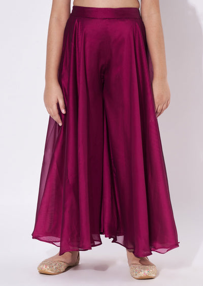 Magenta Chiffon Gharara Set