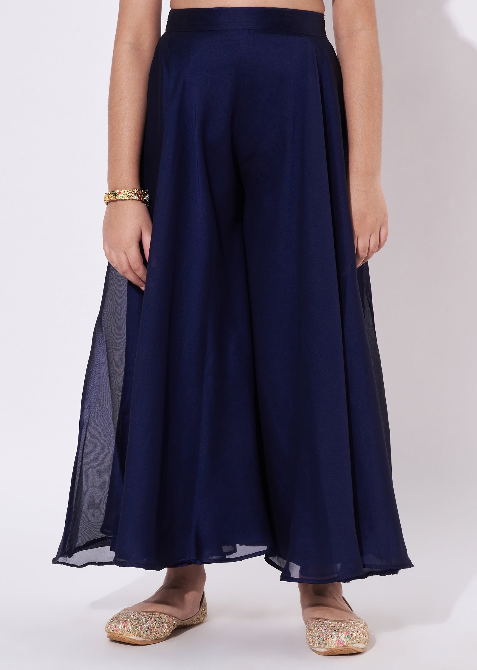 Navy Blue Chiffon Gharara Set