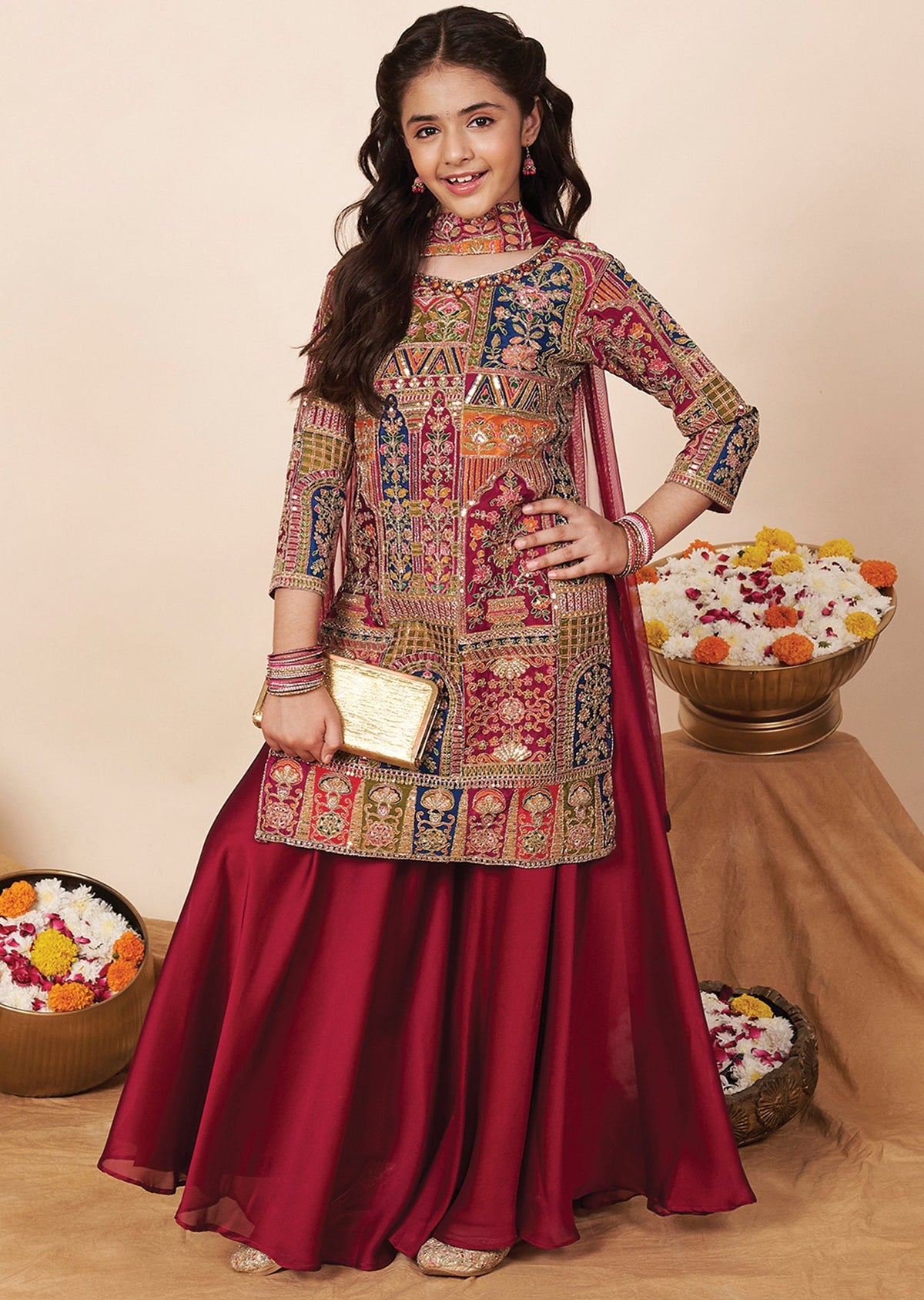 Magenta Silk Girla Gharara