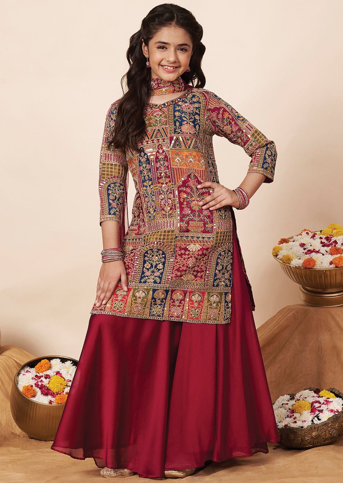 Magenta Silk Girla Gharara