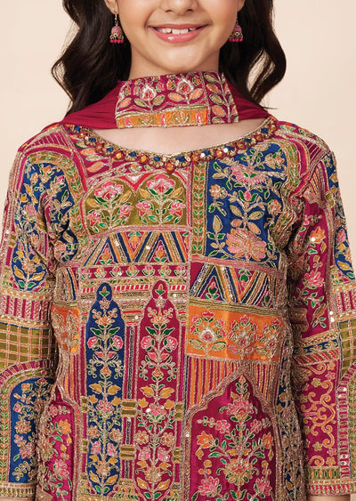 Magenta Silk Girla Gharara