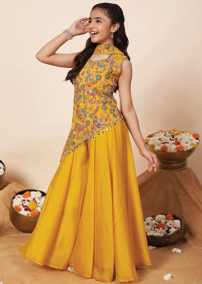 Mustard Crepe Girla Gharara