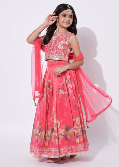 Pink Tissue Lehenga