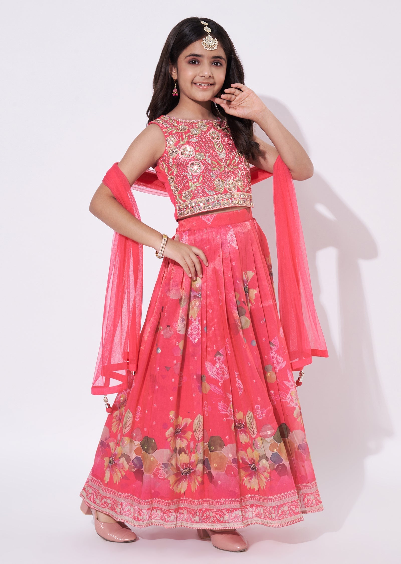 Pink Tissue Lehenga