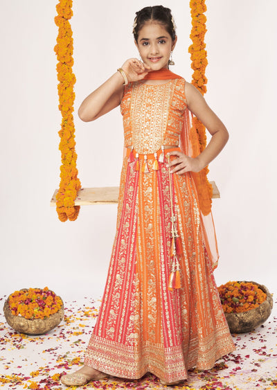 Orange Georgette Lehenga