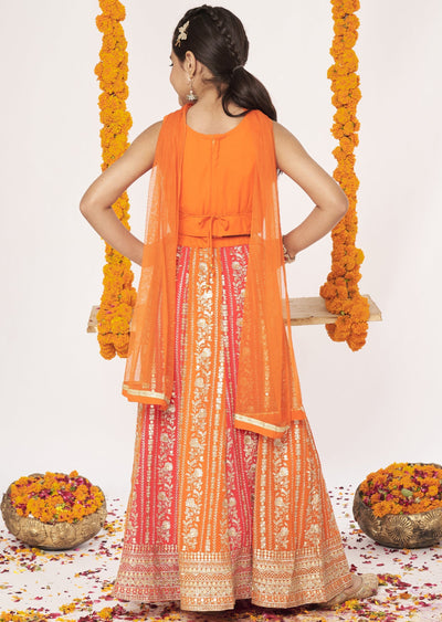 Orange Georgette Lehenga