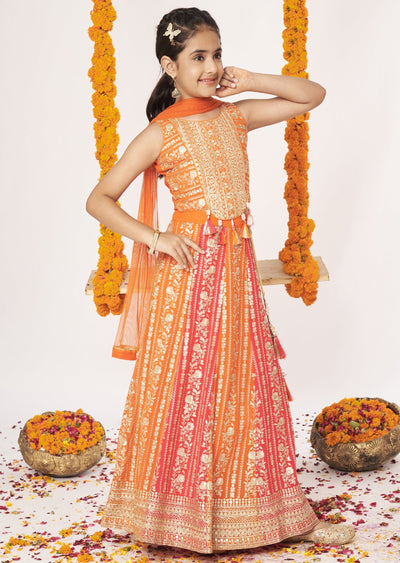 Orange Georgette Lehenga