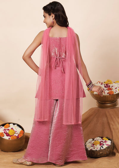 Pink Organza Girla Gharara