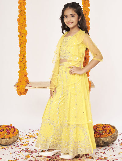 Yellow Georgette Gharara Set