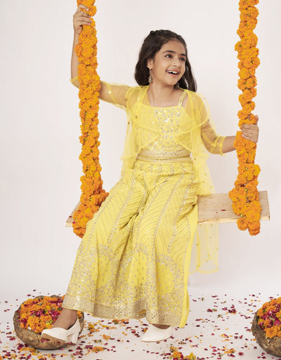 Yellow Georgette Gharara Set