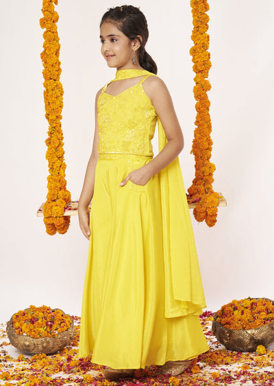 Yellow Chinnon Gharara Set