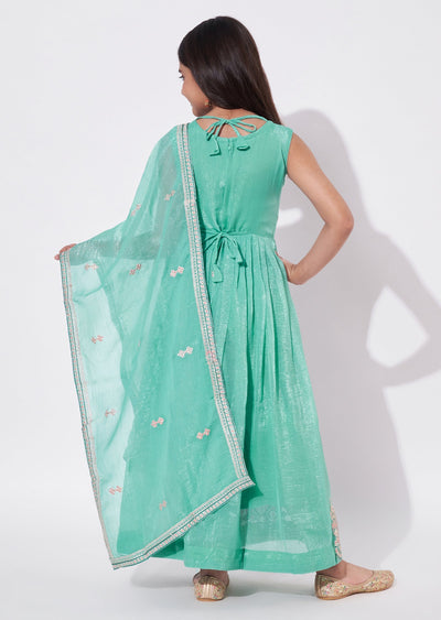 Sea Green Chiffon Anarkali Set - Long