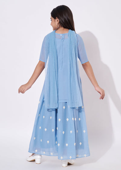 Sky Blue Georgette Gharara Set