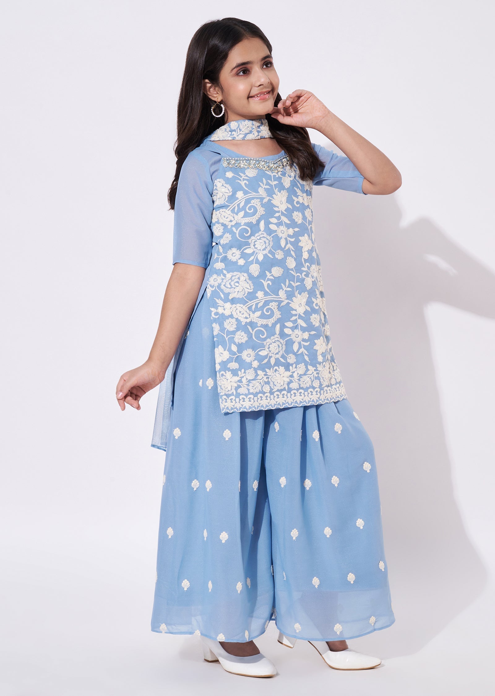 Sky Blue Georgette Gharara Set