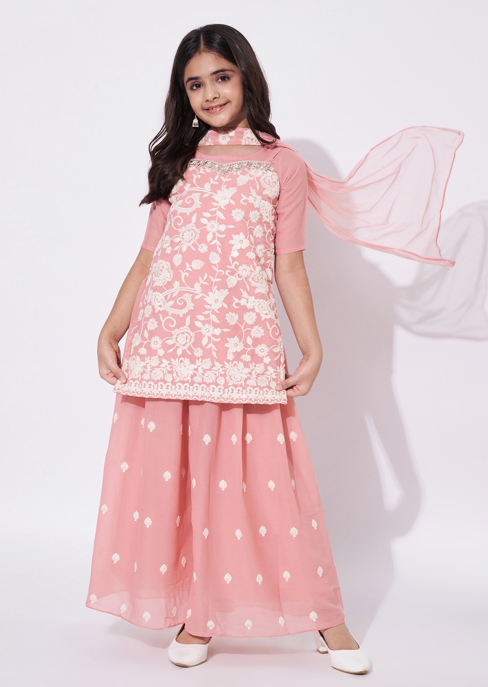 Light Pink Georgette Gharara Set