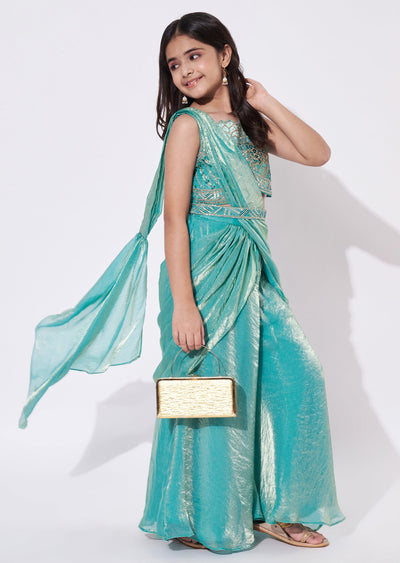 Sea Green Tissue Gharara Set
