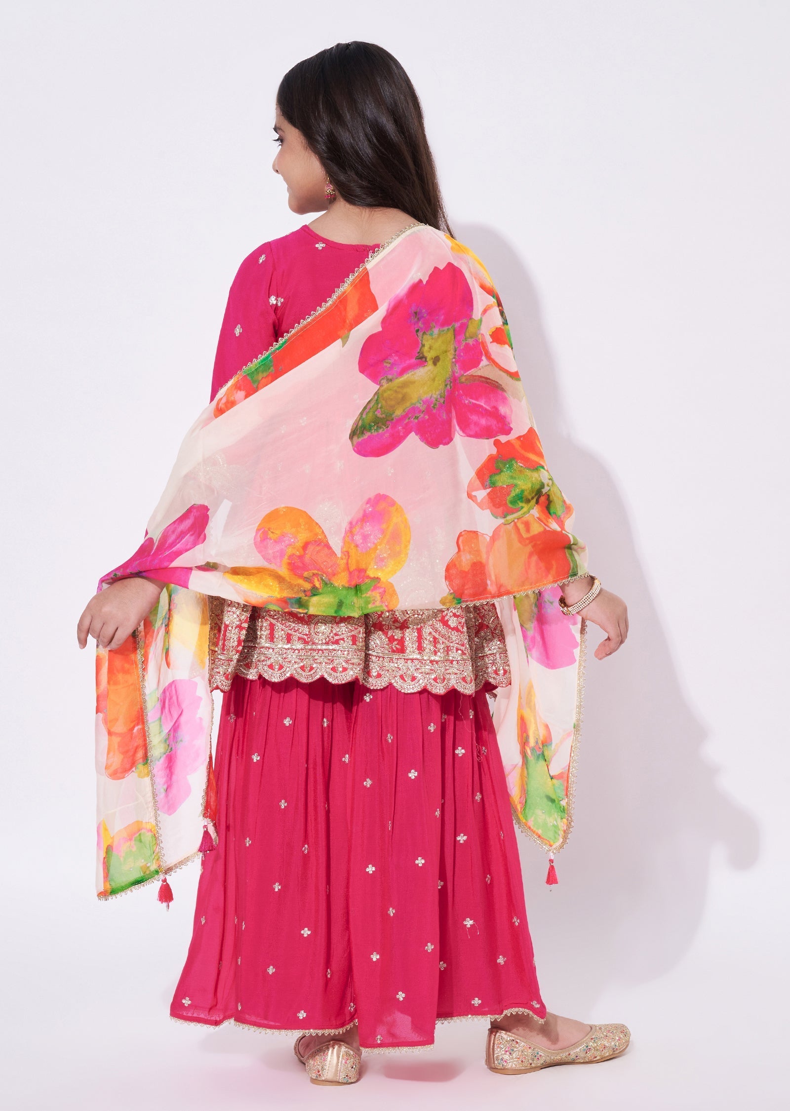 Rani Pink Chinnon Gharara Set