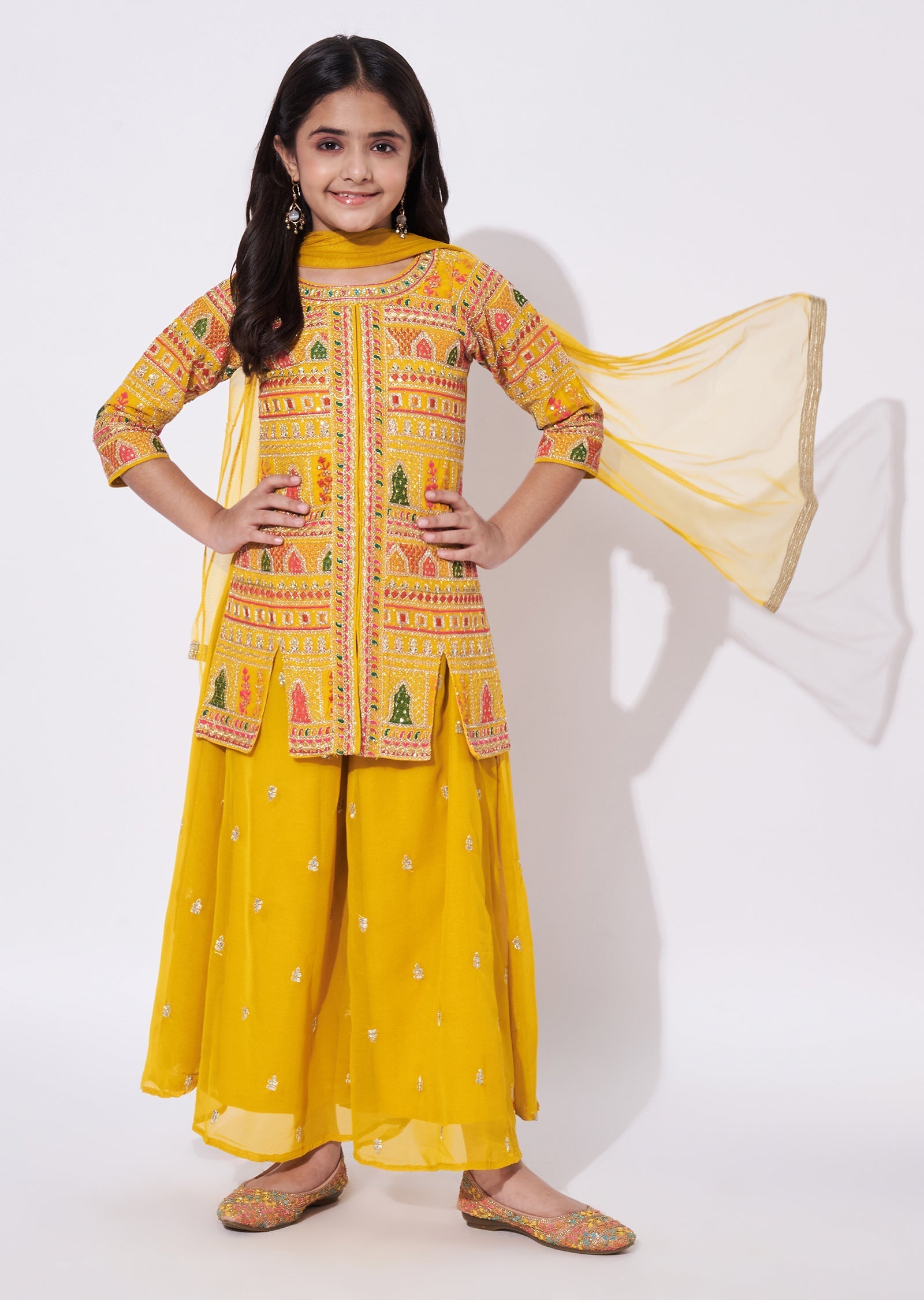 Yellow Georgette Gharara Set