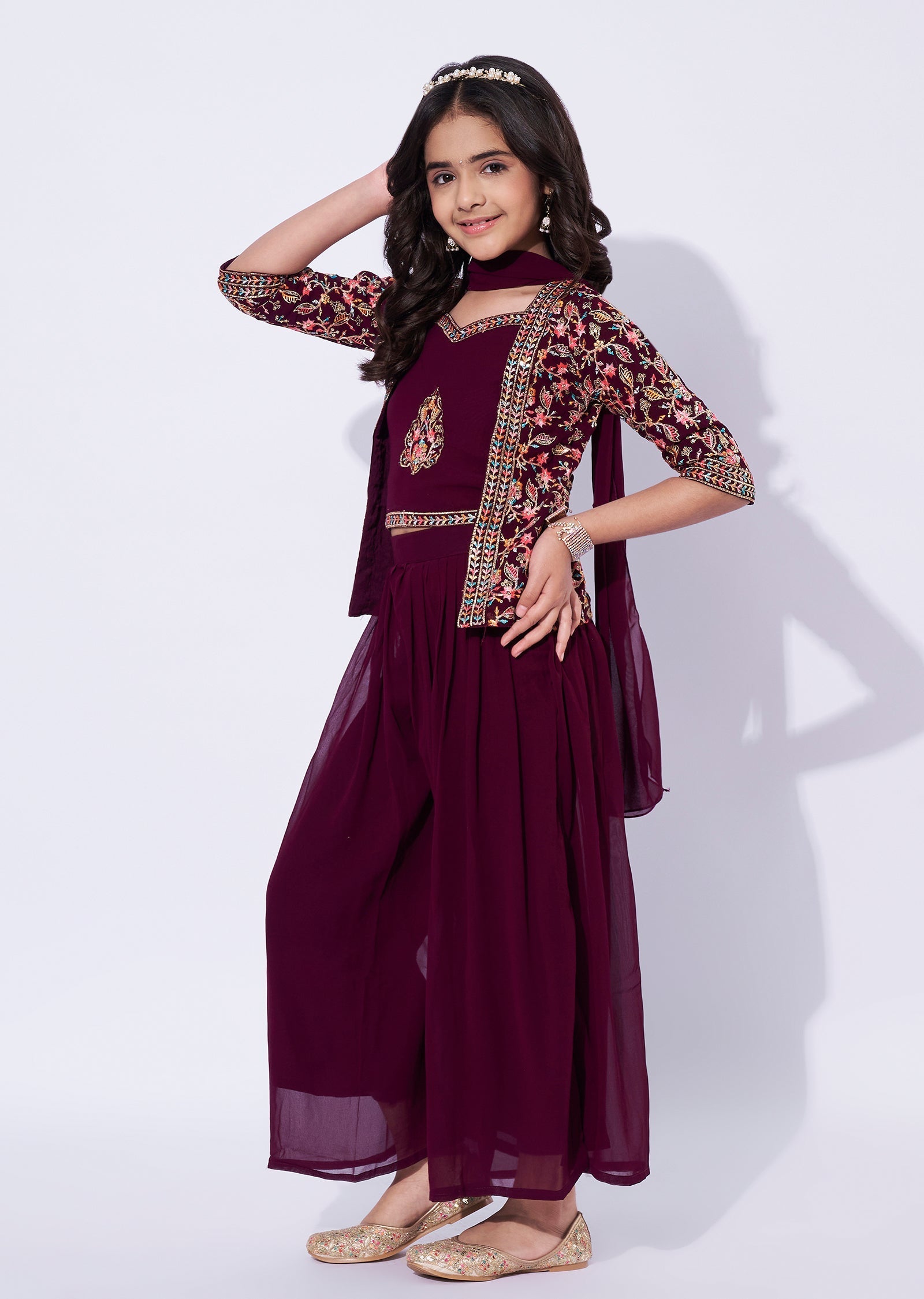 Wine Girls Sharara Set