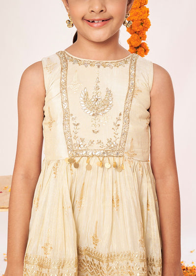 Biege Tissue Gharara Set