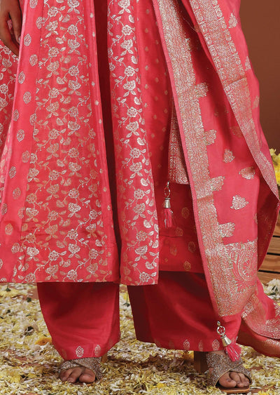 Pink Banarasi Anarkali Suit