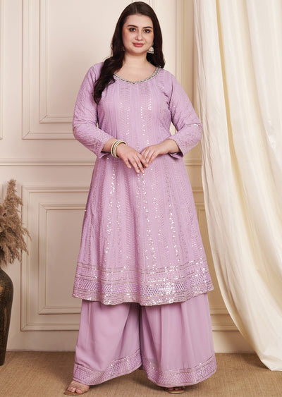 Lavender Lucknowigeorgette Anarkali Suit
