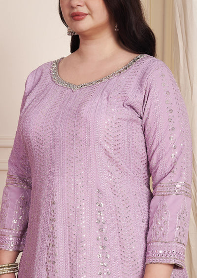 Lavender Lucknowigeorgette Anarkali Suit