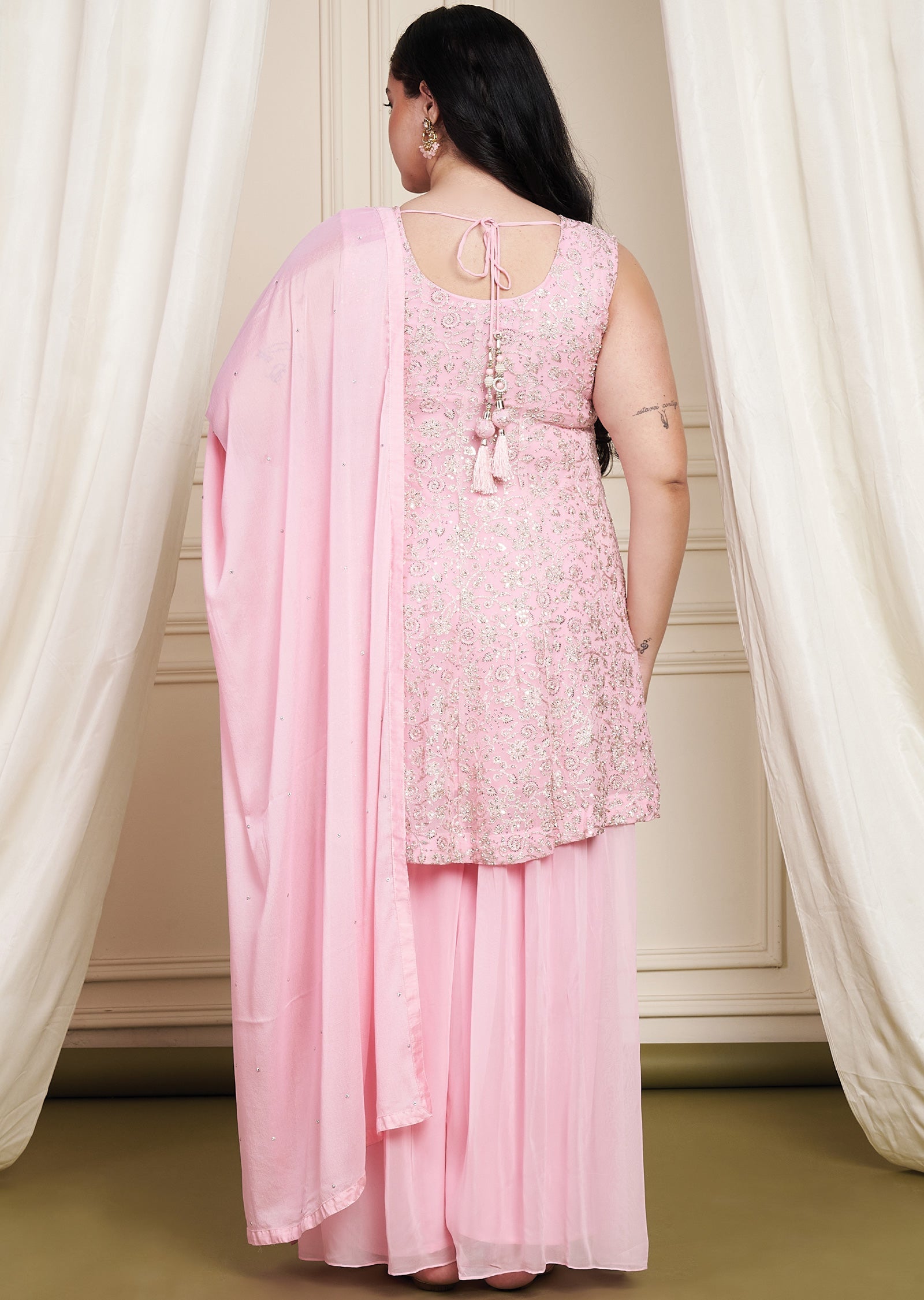 Pink Georgette Anarkali Suit