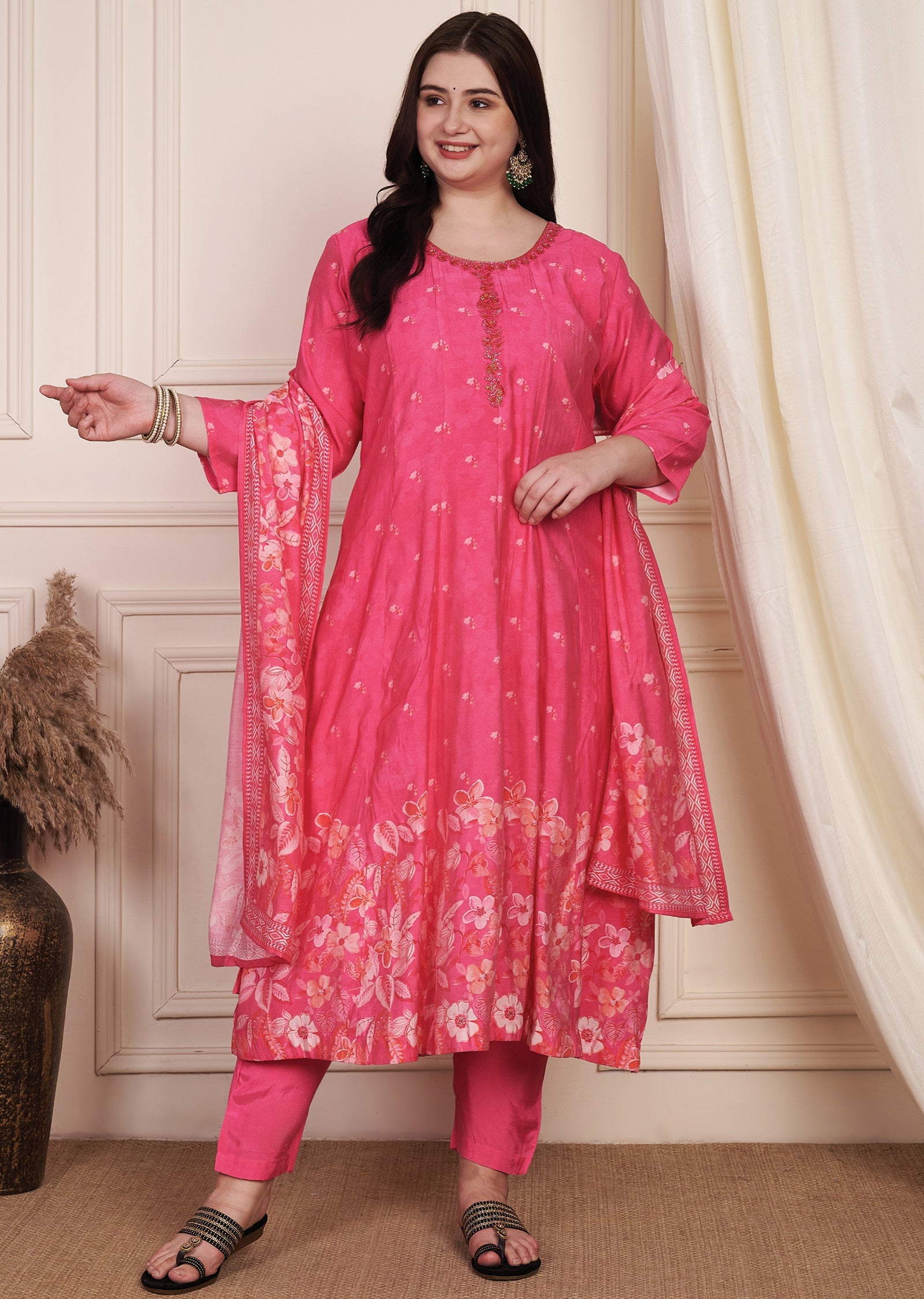Pink Dola Silk Anarkali Suit