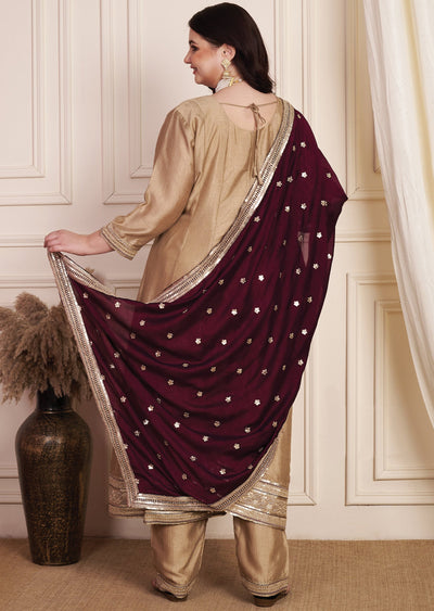 Light Brown Soft Silk Anarkali Suit