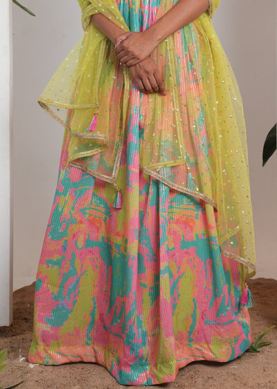 Multi Color Georgette Embroidered Anarkali