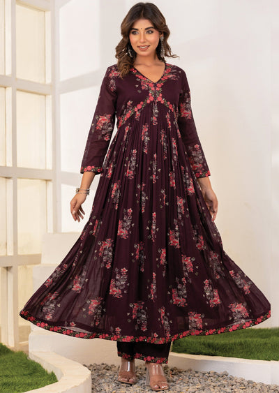 Wine Cotton Alia cut Anarkali