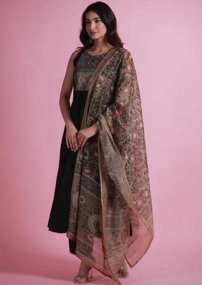 Black Russion Silk Anarkali