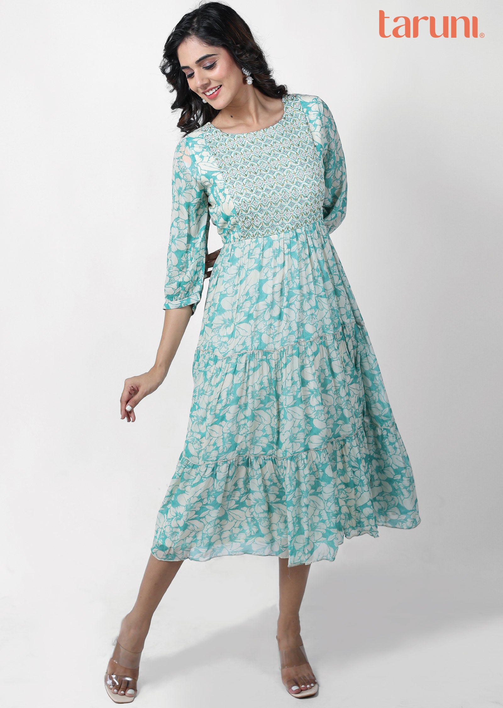 FROCK STYLE SEA GREEN KURTA SET