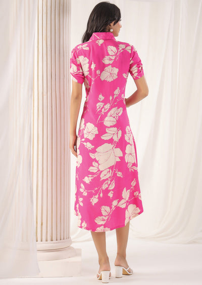 Pink Muslin Midi Dress