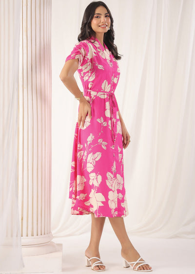 Pink Muslin Midi Dress