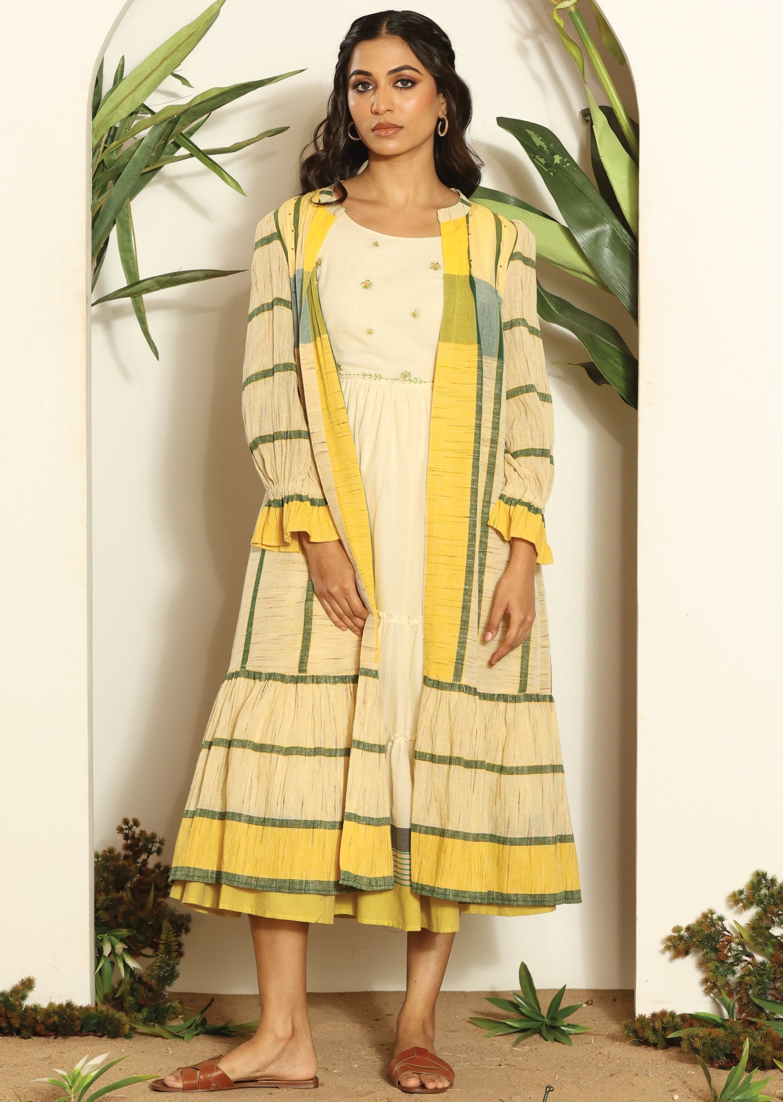 Cream Cotton Midi Dress