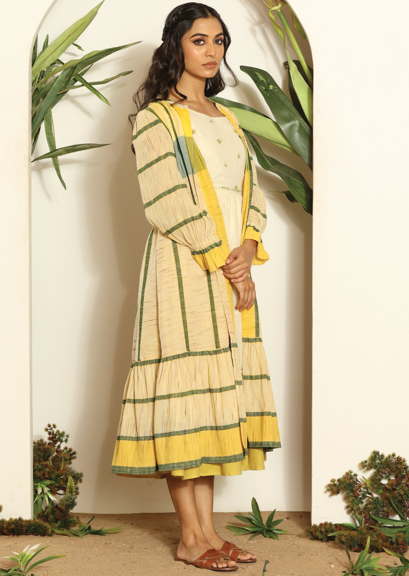 Cream Cotton Midi Dress