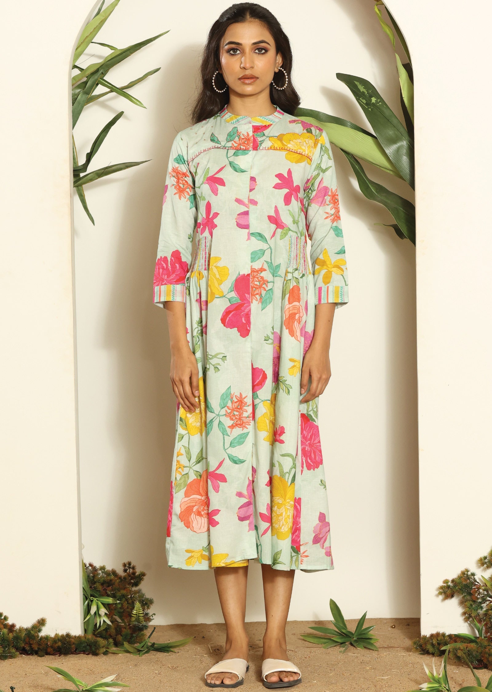 Mint Green Cotton Midi Dress