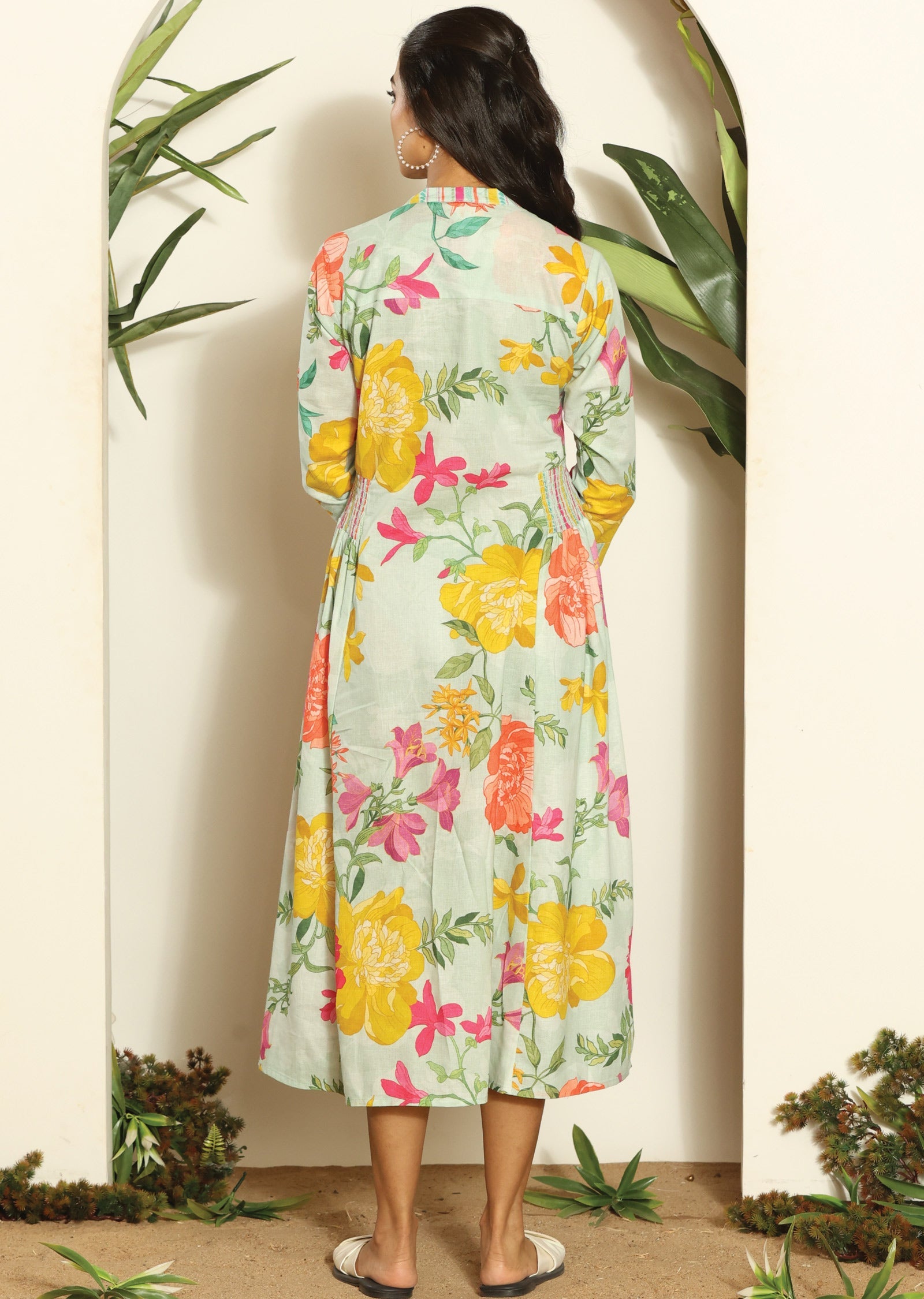 Mint Green Cotton Midi Dress