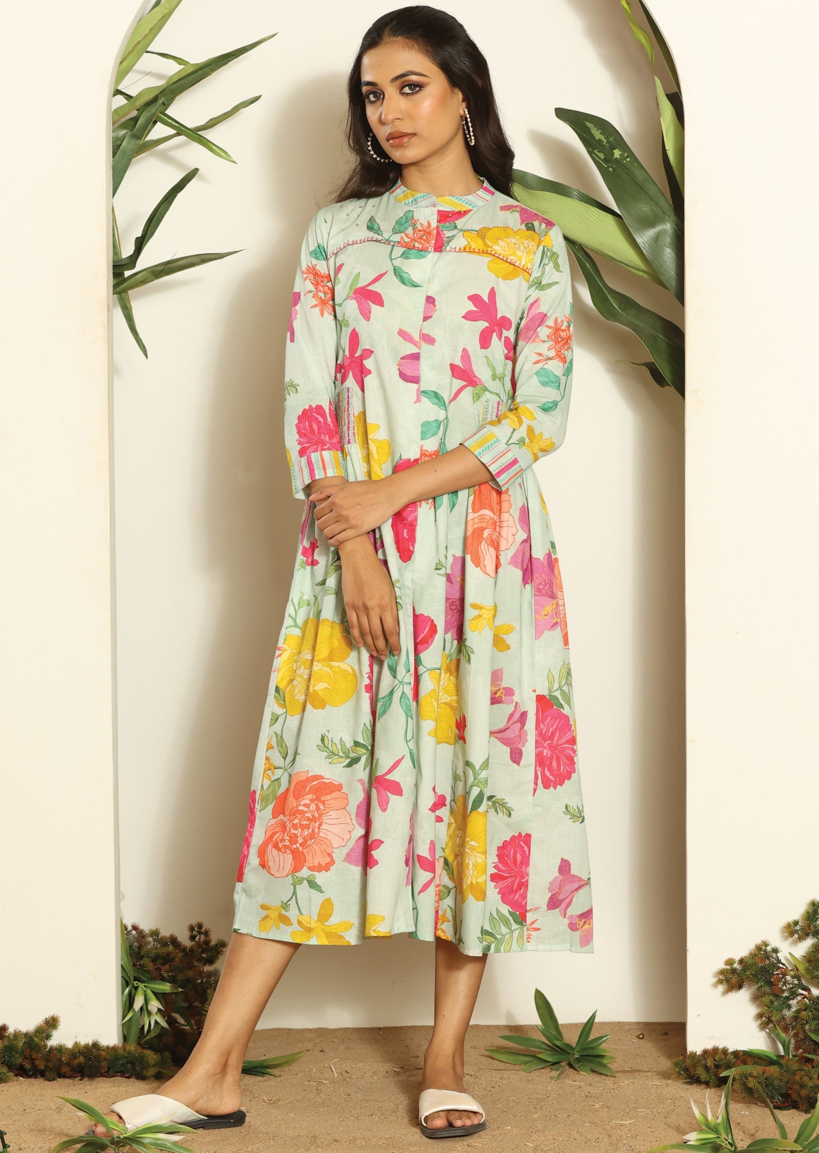 Mint Green Cotton Midi Dress