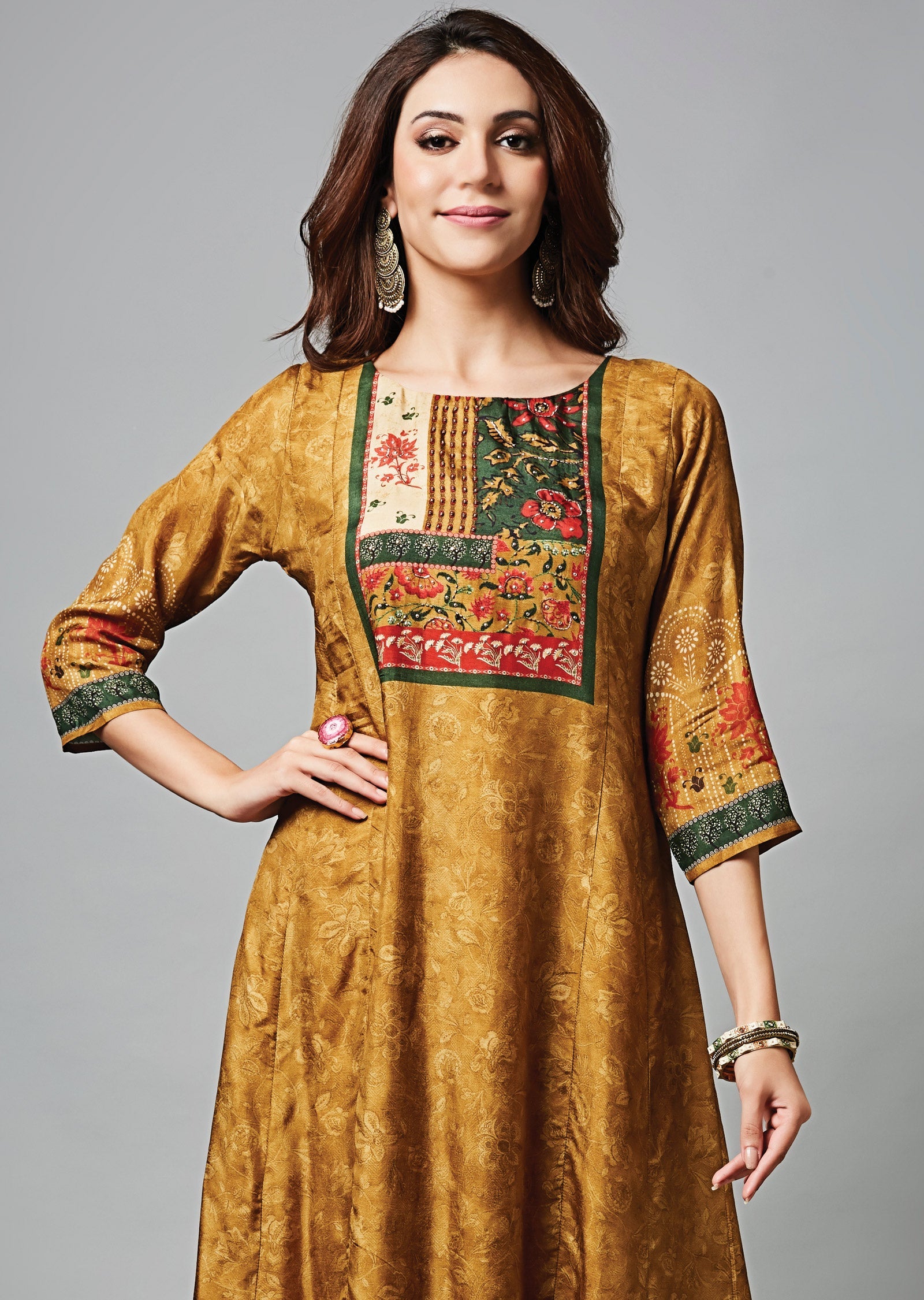 Mustard Dola Silk Midi Dress