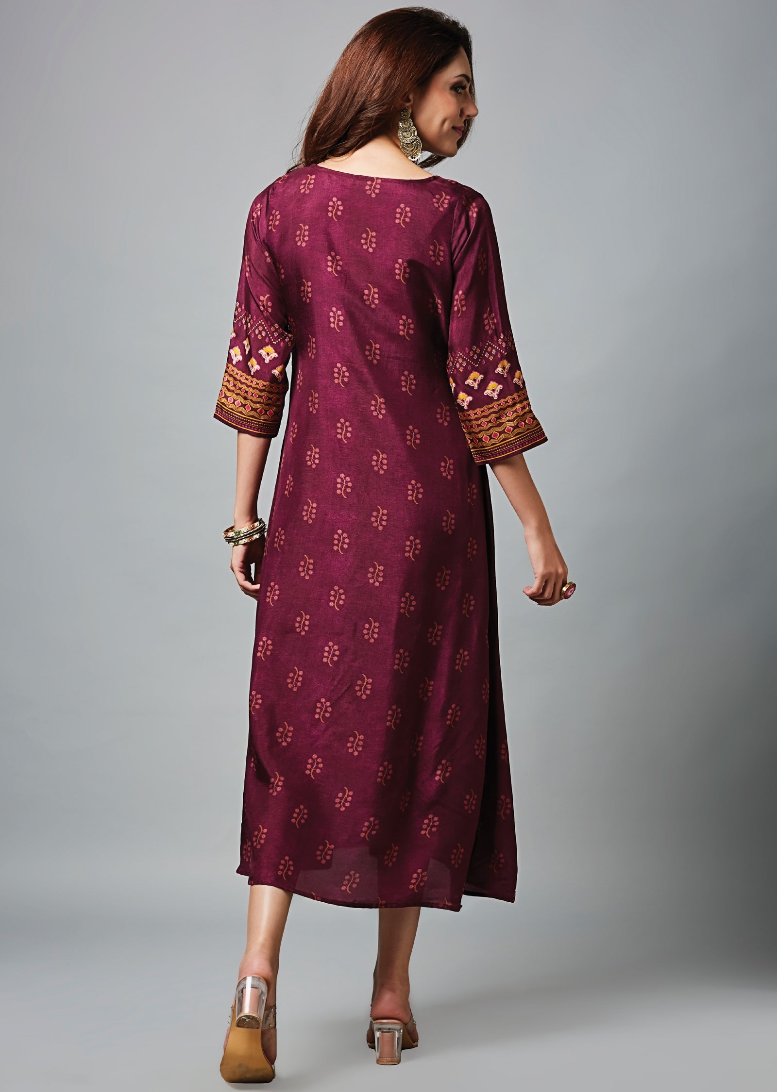 Magenta Dola Silk Midi Dress
